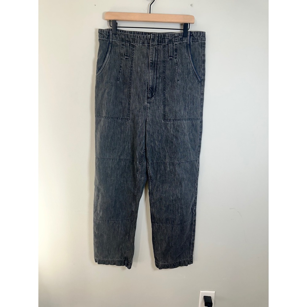 Rag & Bone Women 29 Dark Grey Acid Wash High Rise Carpenter Barrel Jeans